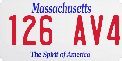 MA license plate 126AV4