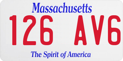 MA license plate 126AV6
