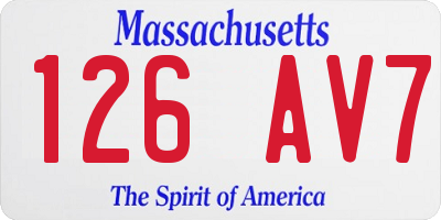 MA license plate 126AV7