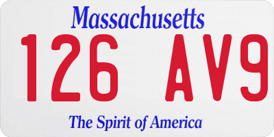 MA license plate 126AV9
