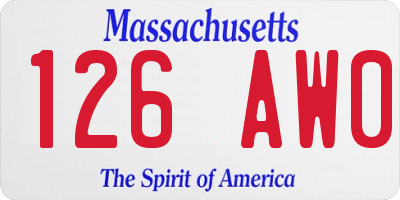 MA license plate 126AW0