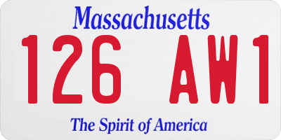 MA license plate 126AW1