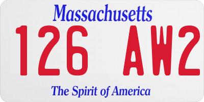 MA license plate 126AW2
