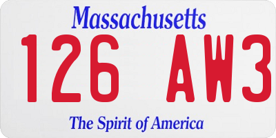 MA license plate 126AW3