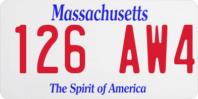 MA license plate 126AW4