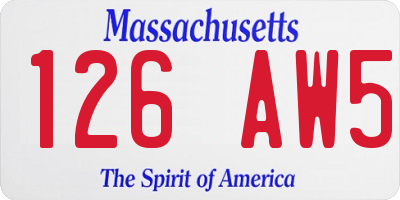 MA license plate 126AW5