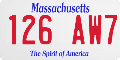 MA license plate 126AW7