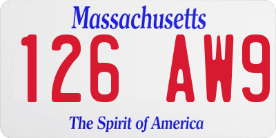 MA license plate 126AW9
