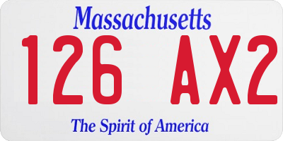 MA license plate 126AX2