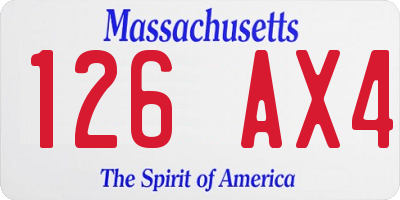 MA license plate 126AX4