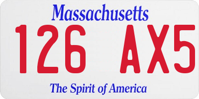 MA license plate 126AX5