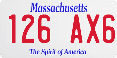 MA license plate 126AX6