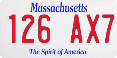 MA license plate 126AX7