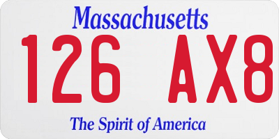 MA license plate 126AX8