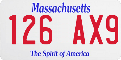 MA license plate 126AX9