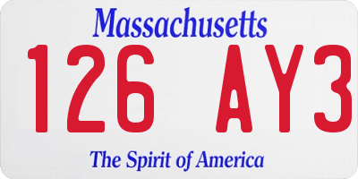 MA license plate 126AY3