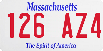 MA license plate 126AZ4