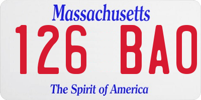 MA license plate 126BA0