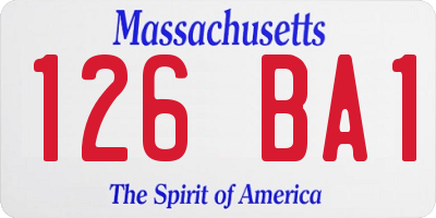MA license plate 126BA1