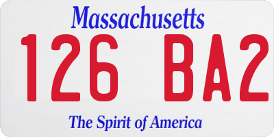 MA license plate 126BA2
