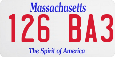 MA license plate 126BA3