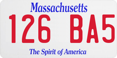 MA license plate 126BA5