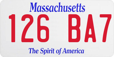 MA license plate 126BA7