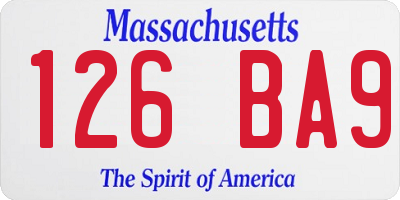 MA license plate 126BA9