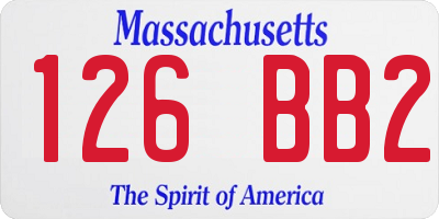 MA license plate 126BB2