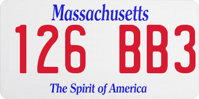 MA license plate 126BB3
