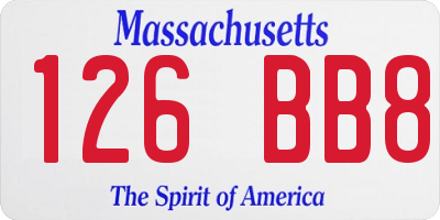 MA license plate 126BB8