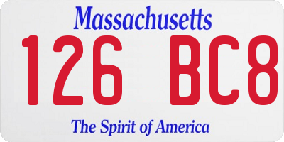 MA license plate 126BC8