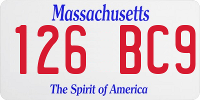 MA license plate 126BC9