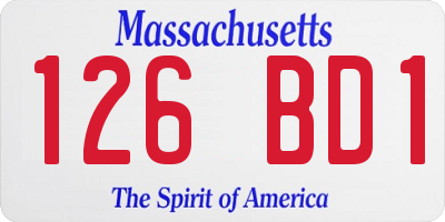 MA license plate 126BD1