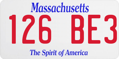 MA license plate 126BE3