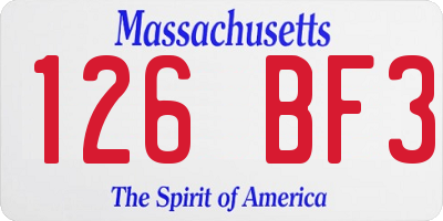 MA license plate 126BF3