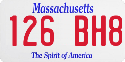 MA license plate 126BH8