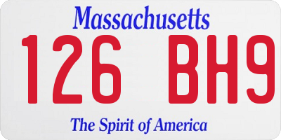 MA license plate 126BH9