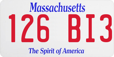 MA license plate 126BI3
