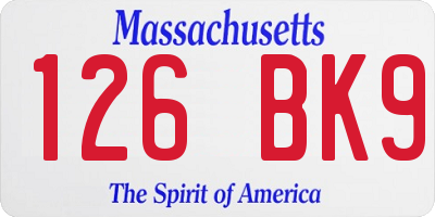 MA license plate 126BK9