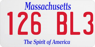 MA license plate 126BL3
