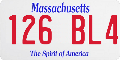 MA license plate 126BL4