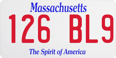 MA license plate 126BL9