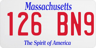 MA license plate 126BN9