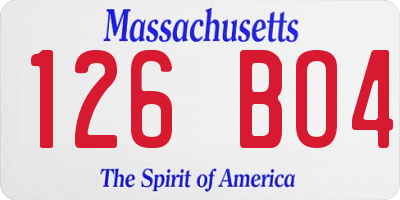 MA license plate 126BO4