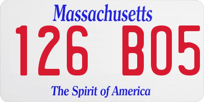MA license plate 126BO5