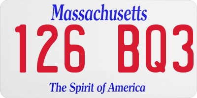 MA license plate 126BQ3
