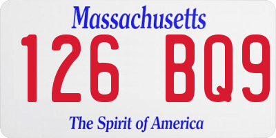 MA license plate 126BQ9