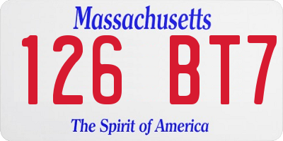 MA license plate 126BT7