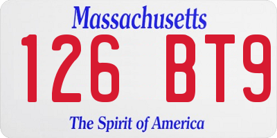 MA license plate 126BT9